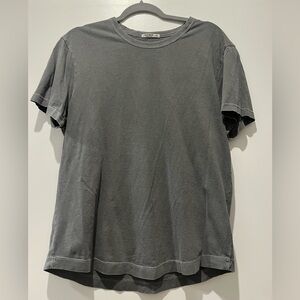 Buck Mason Men’s Pima Curved Hem Tee - Medium Short - Coal Venice Wash